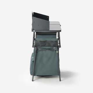 Mueble de cocina de camping L, plegable y con mampara