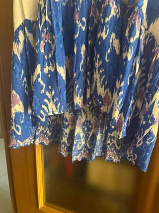 Vestido estampado azul y morado talla única
