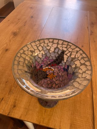 Jarrón de cristal mosaico morado