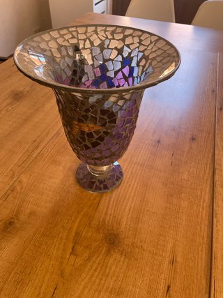 Jarrón de cristal mosaico morado