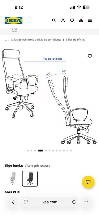 Silla de oficina Ikea Markus negra