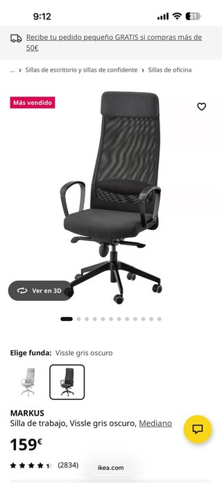 Silla de oficina Ikea Markus negra