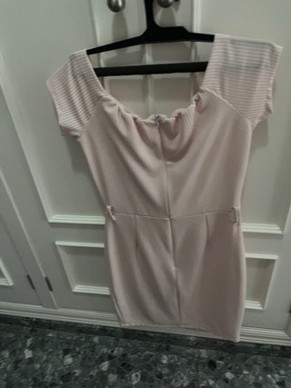 Vestido elegante rosa y blanco talla M