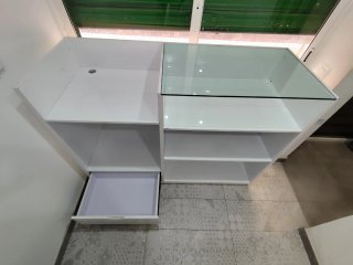 Mostrador Tienda Lacado Blanco con Cristal