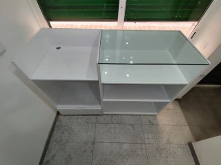 Mostrador Tienda Lacado Blanco con Cristal