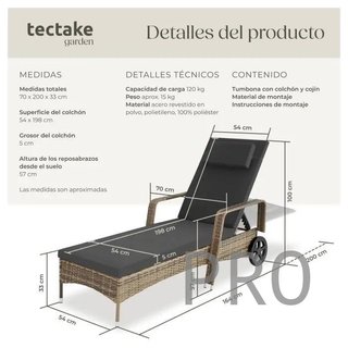 Lettino in rattan per esterni