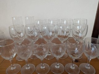 Juego 5 vasos cristal vintage