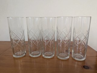 Juego 5 vasos cristal vintage