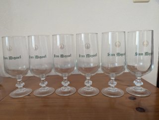 Juego 5 vasos cristal vintage