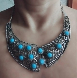 Maxicollar Étnico Estilo Babero Turquesa