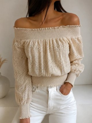 Blusa Zara de punto calado beige