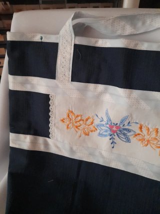 Bolso multiusos azul y blanco