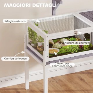 Casetta Tartarughe Rialzata con Divisorio 104 cm