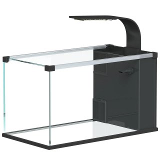 Acquario Casalingo 24L Vetro Temperato LED Nero