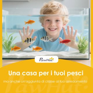 Acquario Casalingo 24L Vetro Temperato LED Nero