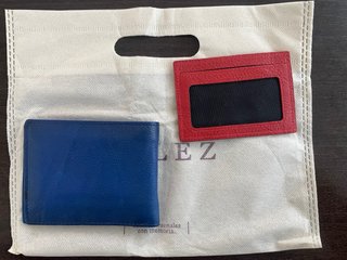 Cartera Velez Cuero Colombiano Artesanal Azul/Rojo