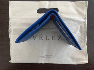 Cartera Velez Cuero Colombiano Artesanal Azul/Rojo