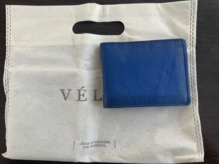 Cartera Velez Cuero Colombiano Artesanal Azul/Rojo