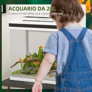 Acquario 28L LED con Pompa Ventilazione Vetro ABS