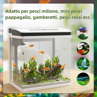 Acquario 28L LED con Pompa Ventilazione Vetro ABS