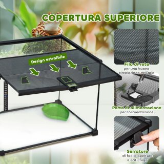 Terrario Rettili Rialzato con Serratura Termometro