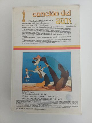 CANCIÓN DEL SUR. WALT DISNEY.  EDICIÓN 1986. VHS.