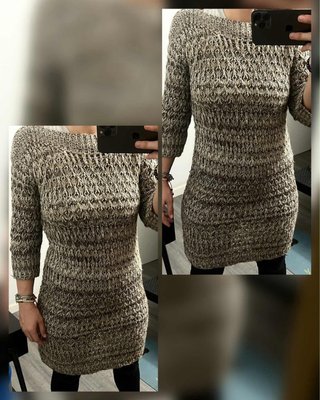 Jersey-vestido tejido gris.