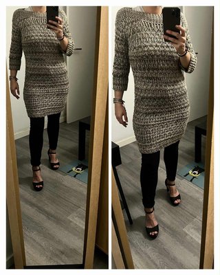 Jersey-vestido tejido gris.