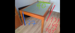 Mesa de comedor extensible madera y cristal