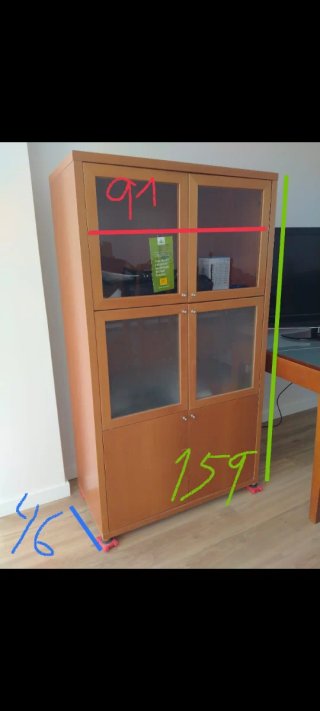 Mueble Vitrina Salón Madera y Cristal