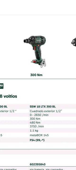 Metabo SSW 18 LTX 300 BL Taladro + baterias