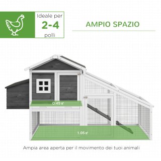 Pollaio Prefabbricato in Legno Grigio per Galline