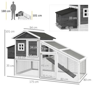Pollaio Prefabbricato in Legno Grigio per Galline
