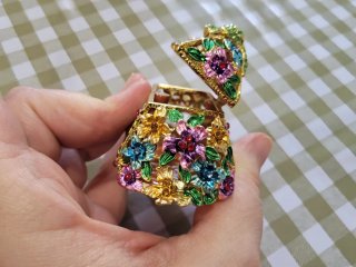 Cajita joyero metal esmaltado antiguo