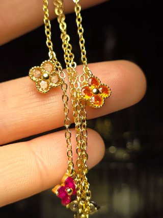 Collana quadrifoglio multicolore placcato oro 18kt