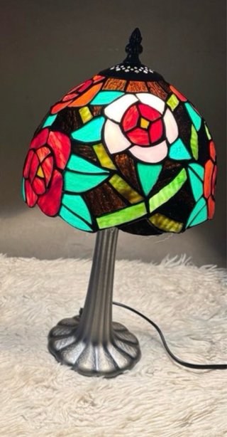 Lámpara estilo Tiffany Cristal Vidriera Flores