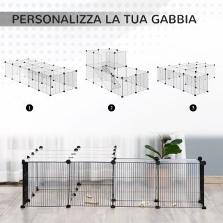 Recinto Modulabile per Animali 140x70x70 cm Nero