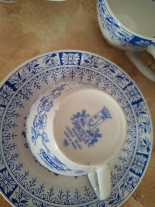 Juego de café vintage azul y blanco China Blue