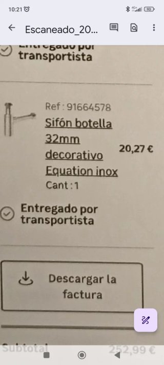 Sifon de lavabo, nuevo sin estrenar