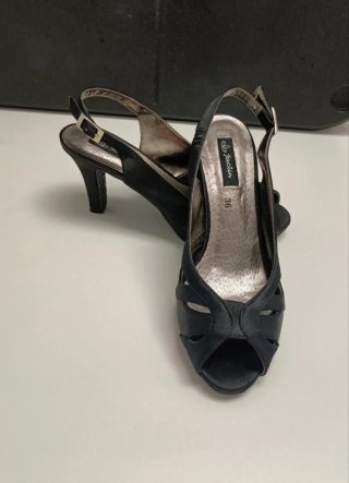 Sandalias So Jacin Piel Tacón Raso Negras Talla 36
