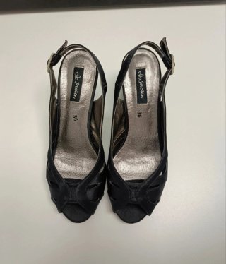 Sandalias So Jacin Piel Tacón Raso Negras Talla 36