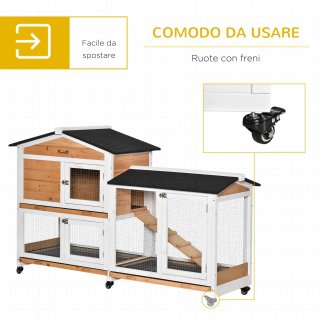 Conigliera 2 Livelli in Legno con Rete Protettiva