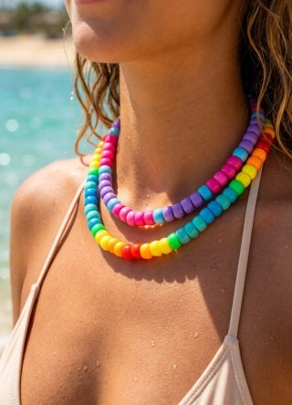 2 Collane Arcobaleno Elastiche Unisex Taglia U