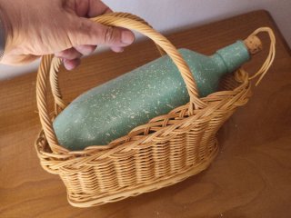 Cesta mimbre portabotellas