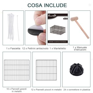 Gabbia Conigli e Piccoli Animali 22 Pannelli Nero