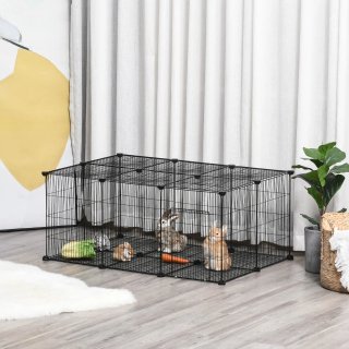 Gabbia Conigli e Piccoli Animali 22 Pannelli Nero