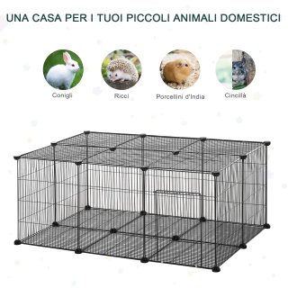 Gabbia Conigli e Piccoli Animali 22 Pannelli Nero