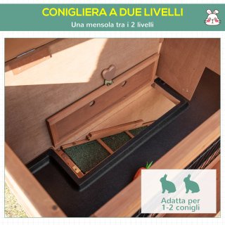 Conigliera in Legno a 2 Livelli con Ruote e Rampa