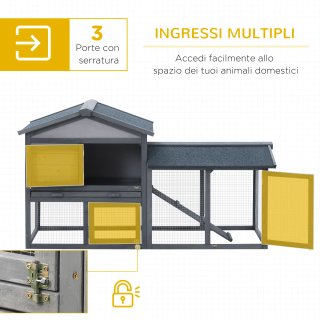 Conigliera in Legno da Esterno con Casetta e Tetto