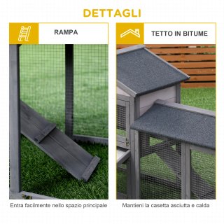 Conigliera in Legno da Esterno con Casetta e Tetto